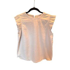 Wit & Wisdom Womens Beige Flutter Sleeve Blouse  Size Small